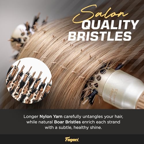 Fagaci Small Round Brush with Natural Boar Bristle for Blow Drying, Hair Styling, and Volume | Nano Technology Ceramic + Ionic for Healthy Hair - Image 3