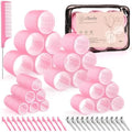 4 Sizes Self-Grip Hair Rollers Set for Long, Short Hair and Bangs - 50 Pcs with Clips (25mm, 36mm, 48mm, 60mm), Pink by obeobyhairaccessories