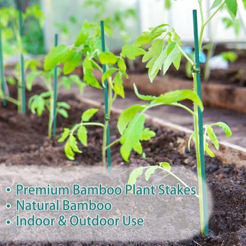 Bamboo Plant Stakes 50PCS,18IN Natural Bamboo Stakes Garden StakesWith Ties - Image 6