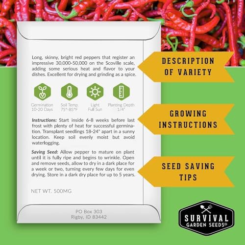 Cayenne Pepper Seeds for Planting - 3 Packs - Image 2
