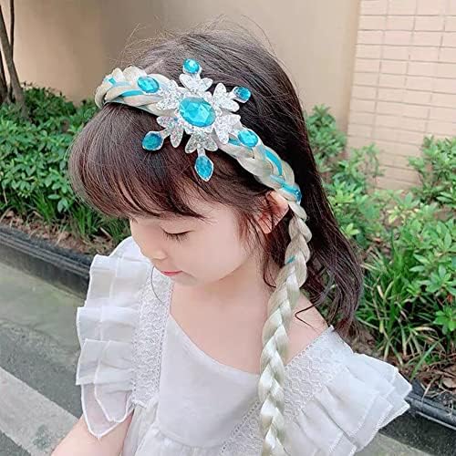 Long Braided Wig Princess Hairpiece Girls Cosplay Headband Hair Halloween Dess up Accessories for Girls (D) - Image 2