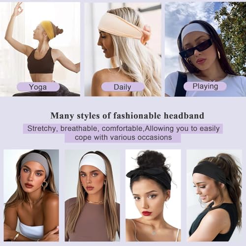 XTREND 4 Packs Black Headbands for Women ，Stretchy Anti-Slip Design Sweat Head Bands for Women’s Hair, One Set Multi Styles Fashion Headscarf For Women Yoga Workout Sports Every Day Basic Accessories - Image 5