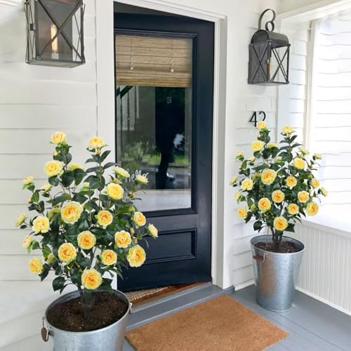 2 Pack 43.3"/3.6FT Artificial Camellia Trees for Outdoor - Image 4