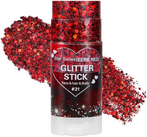 Mysense Red Black Halloween Glitter Stick,Face Hair Body Glitter Stick by Mysense