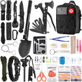 LUXMOM Survival Kit and First Aid Kit, 142Pcs Professional Survival Gear and Supplies Equipment with Molle Pouch, Gift for Fathers Day Men Dad Husband Camping Hiking Hunting Outdoor Adventure (Black) by LUXMOM