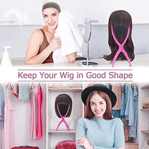 Dreamlover Wig Stand, Wig Holder, 3 Pack, Hot Pink, 14.2 Inches - Image 5