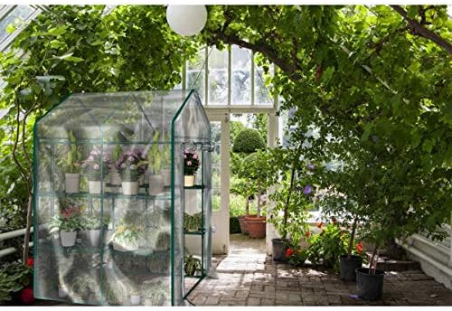 Greenhouse - Walk in Greenhouse with 8 Sturdy Shelves and PVC Cover for Indoor or Outdoor Use - 56 x 56 x 76-Inch Green House by Pure Garden - Image 2