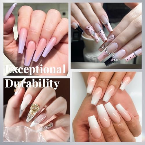 Krofaue 340PCS False Nail Tips Kit, Clear French Coffin Stiletto - Image 2
