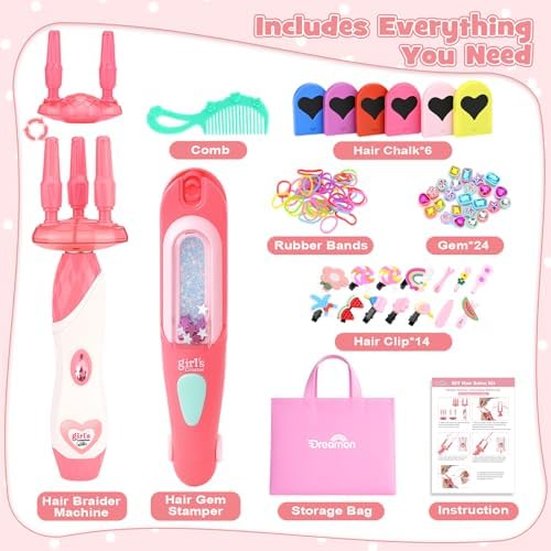 Dreamon Hair Gem Stamper Kit with Automatic Braider, Girl Gift for Age 3-12 - Image 2