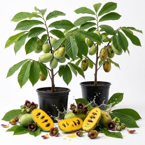 2 Pawpaw Live Fruit Trees, Cold Hardy, 6–12" Tall, Potted by UIOTER