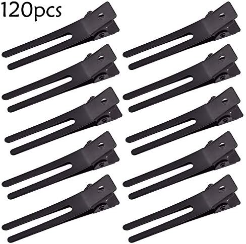 choicbaby 120pcs Double Prong Curl Clips, 1.8' Stainless Steel Hair Clips for Hair Bow, Great Pin Curl Clip, Hair Salon Barber (Black, 1.8 inches, 4.5 cm) - Image 2