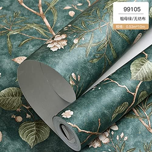 Q QIHANG Non-Woven Wallpaper 1.73' W x 32.8' L (Dark Green) - Image 2