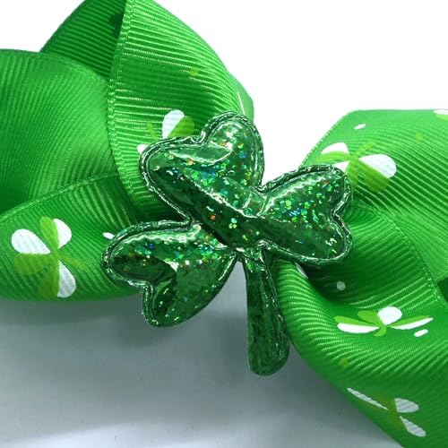 St. Patrick's Day Grosgrain Ribbon Alligator Hair Clips and Bows for Toddler Girls and Kids - 6PCS Solid Color Hair Accessories - Image 4
