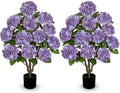 3FT Purple Hydrangea Artificial Flowers Tree 2 Pack Faux Hydrangea Potted by Hollyone