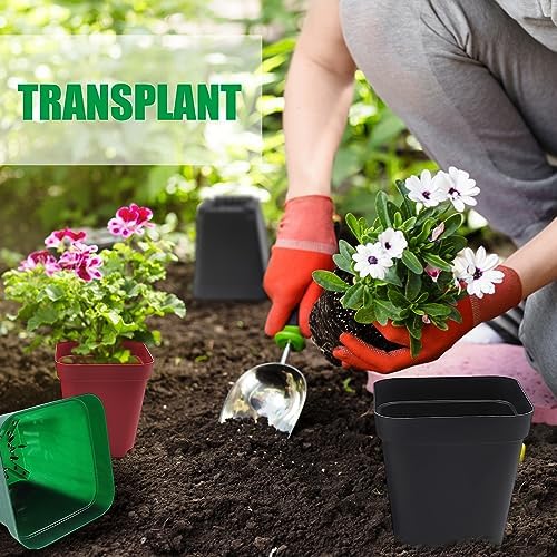 RooTrimmer Square Plastic Nursery Pot 3" 120 Pcs Deep Succulent Pots Small Flower Planter Seeds Starter Pots with Drainage (Green,Black,Red 40pcs Each,2.7Inches) - Image 6