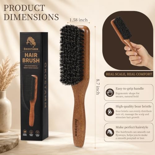 Slick Back Hair Brush with Boar Bristle Brings Smoothing Brush - Image 2