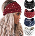 Olbye Wide Boho Headbands Floral Stretch Head Wraps Turban Knotted Yoga Hairbands Workout Hair Accessories for Women 4Pcs (Polka Dot, 9.4 * 5.9'') by Olbye