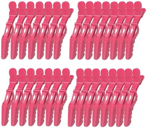 30 Pack Alligator Hair Clips, Sectioning Clips for Salon Coloring, Cutting & Styling, Durable Plastic Barber Hairdressing Tools, Strong Grip Crocodile Clips for Women Men Kids (Hotpink) by Unknown