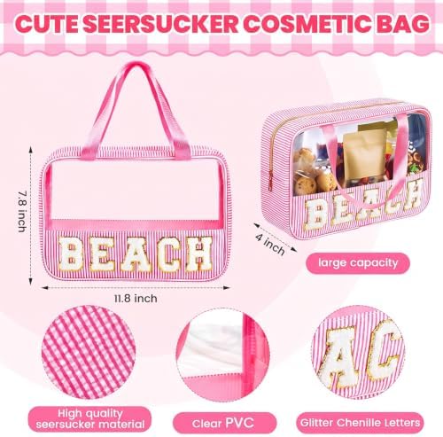 Sanwuta Clear Seersucker Beach Bag, Pink - Image 2
