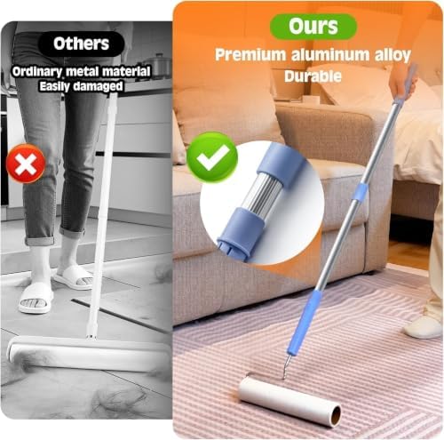 Lint Roller for Pet Hair Extra Sticky,10 Years Lifespan,9.45''/6.3" Pet Hair Removal Tool Roller for Pet Dog Cat Hair(1 Roller+3 Long Rolls 2 Short Rolls) - Image 5