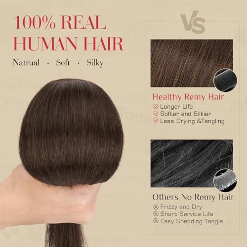 Rich Choices Real Human Hair Clip In Extensions-6 Pcs Single Clip Design-100% Remy Hairs Invisible Clip in Extensions for Thin Hair-Seamless Hairpieces for Women/Men-20 Inches #2R Chocolate Brown - Image 4