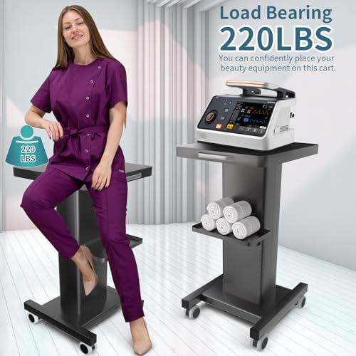 Esthetician Trolley Cart with Wheels, Heavy Duty Metal Beauty Machine 3 Tier Rolling Cart, Load 220Lbs, Durable Full Body Metal Construction for Professional Salons - Image 4