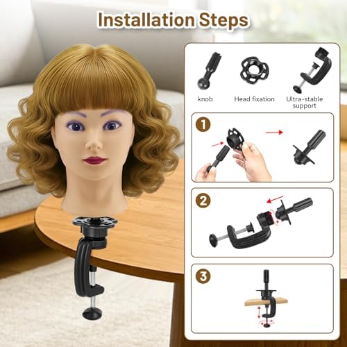 26" Mannequin Head with Hair for Hairdressing Training and Hair Styling - Image 5