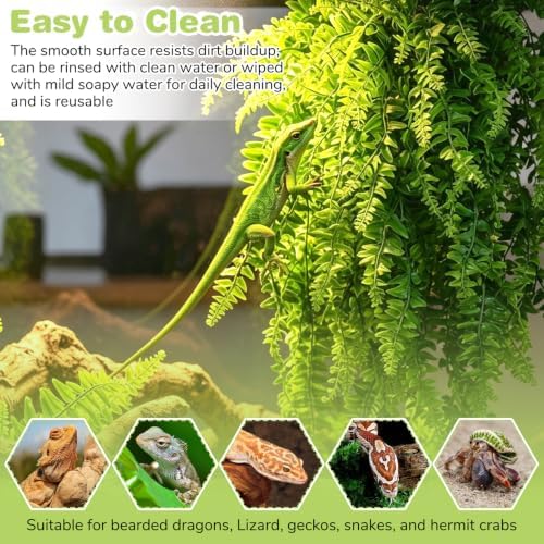 PINVNBY Reptile Plants Hanging Fake Vines Boston Climbing Terrarium Plant with Suction Cup for Bearded Dragons Lizards Geckos Snake Pets Hermit Crab and Tank Habitat Decorations (4 Pack) - Image 6