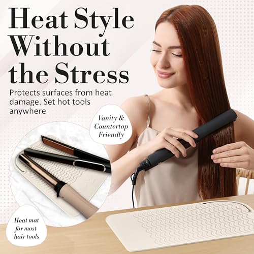 Large Vanity Mat, Heat Resistant Mat for Hair Tools, Vanity Décor, Ivory - Image 2