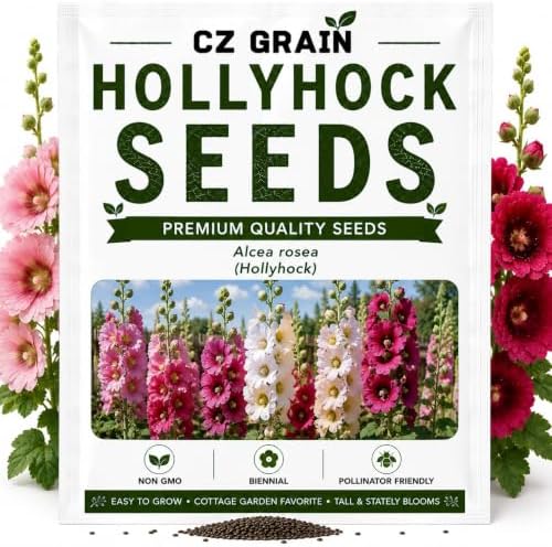 Hollyhock Flower Seeds for Planting | 100 Seeds | Tall Mixed Color Blooms by CZGrain