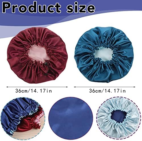 Pengxiaomei 2 Pack Bonnet for Sleeping, Double Layer Satin Hair Bonnet - Image 2