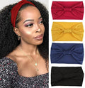 XTREND 4 Packs Wide Headband Fashion Headscarf Bohemian Style Elastic Knotted Non-slip Headbands Suitable For Black Women Wigs Outdoor Yoga Sports Simple Pure Color Hair Female Hair Ornament Headband by XTREND