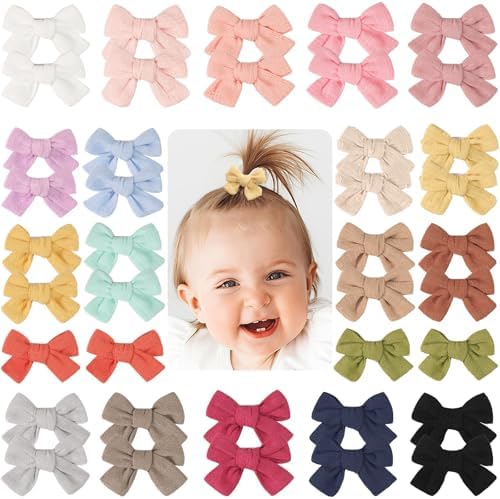 JOYOYO Baby Bows Clips in 20 Colors,Cotton Linen Fabric Hair Bows Alligator Hair Clips Barrettes and Hair Accessories for Baby Girls,Toddlers,Kids by JOYOYO