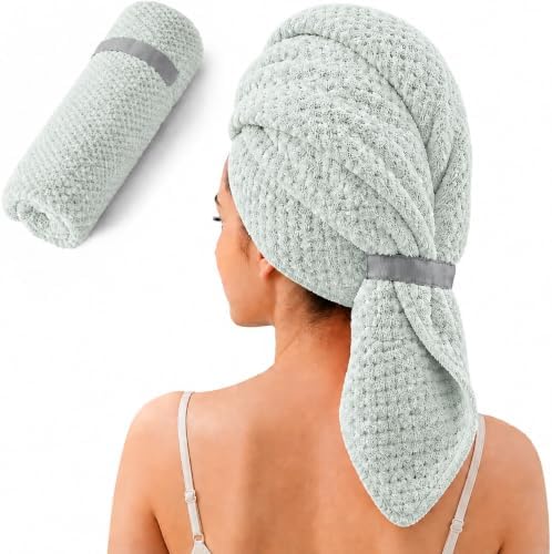 Large Microfiber Hair Wrap Towel for Women, Quick-Dry (Sage Green) by Netcken