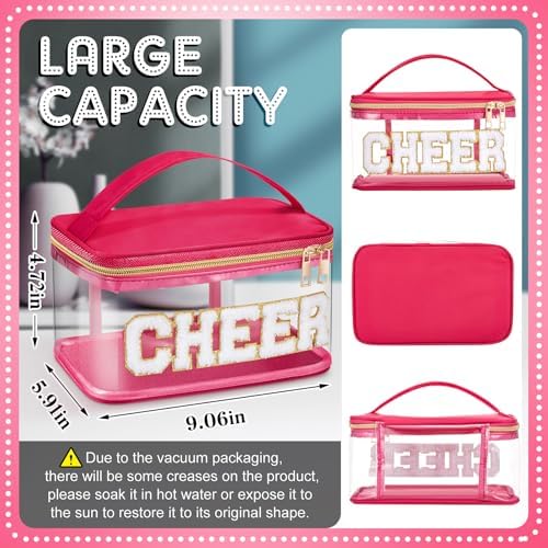 Geetery Medicine Pill Bag Clear Cosmetic Makeup Bag with Zipper Hot Pink - Image 3