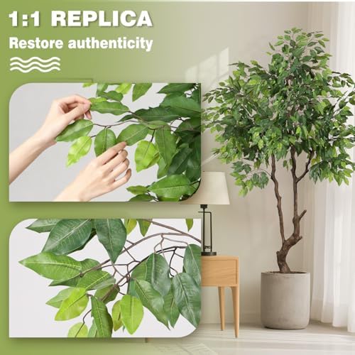 Artificial Ficus Tree 6ft(72in) Faux Floor Potted Tree for Indoor Decor - Image 6