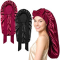 2Pcs Long Hair Bonnet for Sleeping, Satin Braid Bonnet for Women by Originbuty