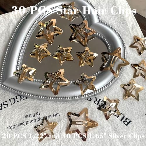 30 PCS Gold Star Hair Clips,20PCS 1.22"Star hair Clip and 10 PCS 1.65"Hair Clip Snap Hair Accessories Non Slip stars Clips for Girls Women Metal Hair Clips - Image 3