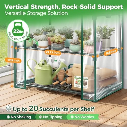 Ohuhu Mini Greenhouse for Outdoors Indoor - Clear PVC Cover 27 x 19 x 62'' - Image 5