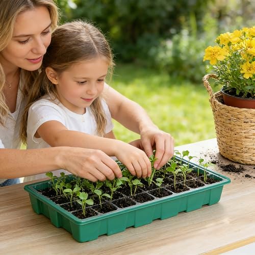 Seed Starter Tray Kit, 5-Pack with Humidity Domes & Base - 200 Cells Total (40 per Tray), Durable Mini Propagator Greenhouse for Optimal Seed Germination, Indoor Gardening, Plant Growing - Image 5