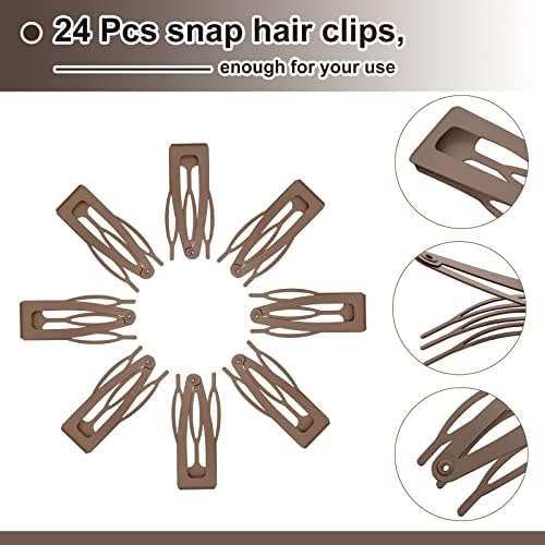 Chinco Dark Brown 24 Pcs Double Grip Hair Metal Snap Clips, 2 Inch - Image 3