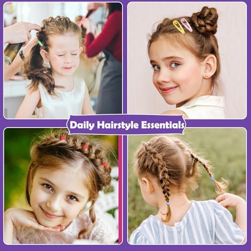 Auroray Hair Accessories for Girls, 1784 Pcs Elastic Ties Set 24 Color Rubber Bands With Organizer Box Cotton Baby Ties Styling Tool Set Clips Elastic Cutter Scissor - Image 7