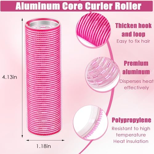 WILLBOND 8 Pcs Long Hair Rollers for Bangs Aluminum Core Curlers Thermal 4.1 x 1.2 Inch Self Grip Roller for Long and Medium Jumbo Hair Women Hairstyle - Image 2