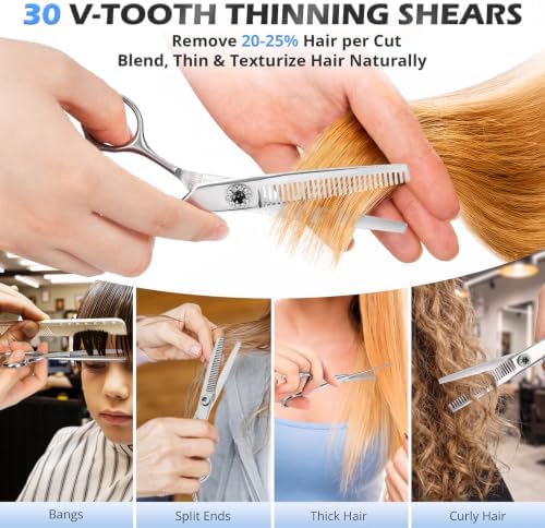 21Pcs 440C Hair Cutting Scissors Kit, Hair Scissors & Thinning Scissors Set - Image 4