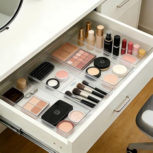 Manalete 14 Pcs Plastic Drawer Organizer with 2 pcs 15"x6" Vanity Organizer - Image 5