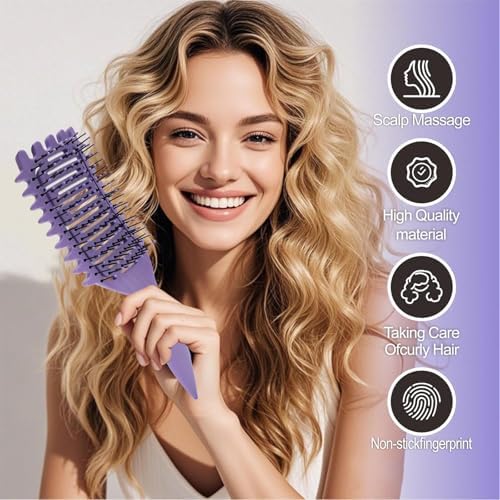 Boar Bristle Vented Curly Hair Brush for Shaping and Defining Curls in Women - Image 6