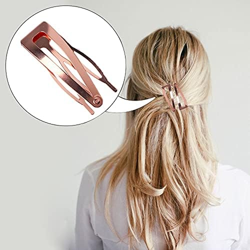 Hann 24 Pieces Double Grip Hair Clips + 2 Claw Hair Clips Metal Snap Hair Clips Hair Barrettes for Hair Making, Salon Supplies (Rose Gold) - Image 5
