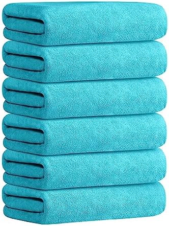 JML Microfiber Bath Towels Set, 27" x 55", 6 Pack, Sky Blue - Image 2