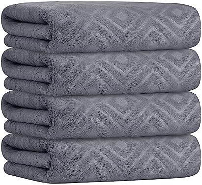 JML Microfiber Bath Towels, Pack of 4, 30" x 60", Grey by JML