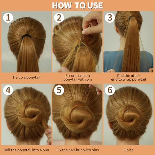 FANDAMEI 6 PCS Hair Bun Makers for Kids, 10 Invisible Bun Nets for Ballet Girls, 3PCS Extra Small 3PCS Small Donut Buns for Hair, Bun Makers Hair Nets for Buns with 5 Elastics 20 Pins (Light Brown) - Image 7